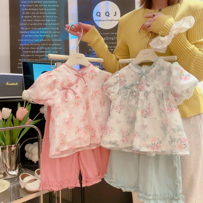 女童国风套装夏季2025新款洋气时髦儿童夏装女宝宝时尚汉服两件套