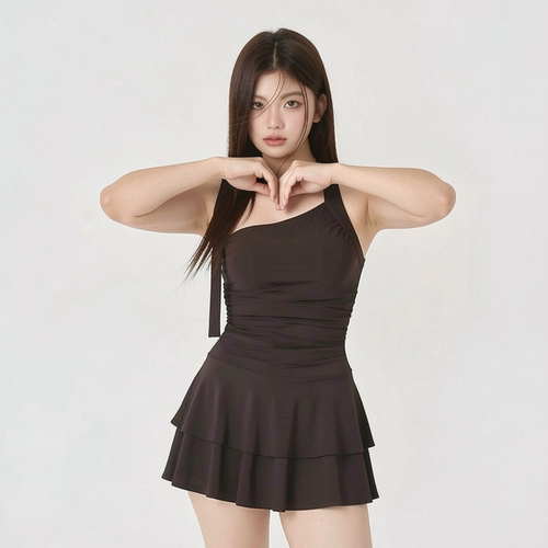 甜美大码显瘦温泉连体泳衣女