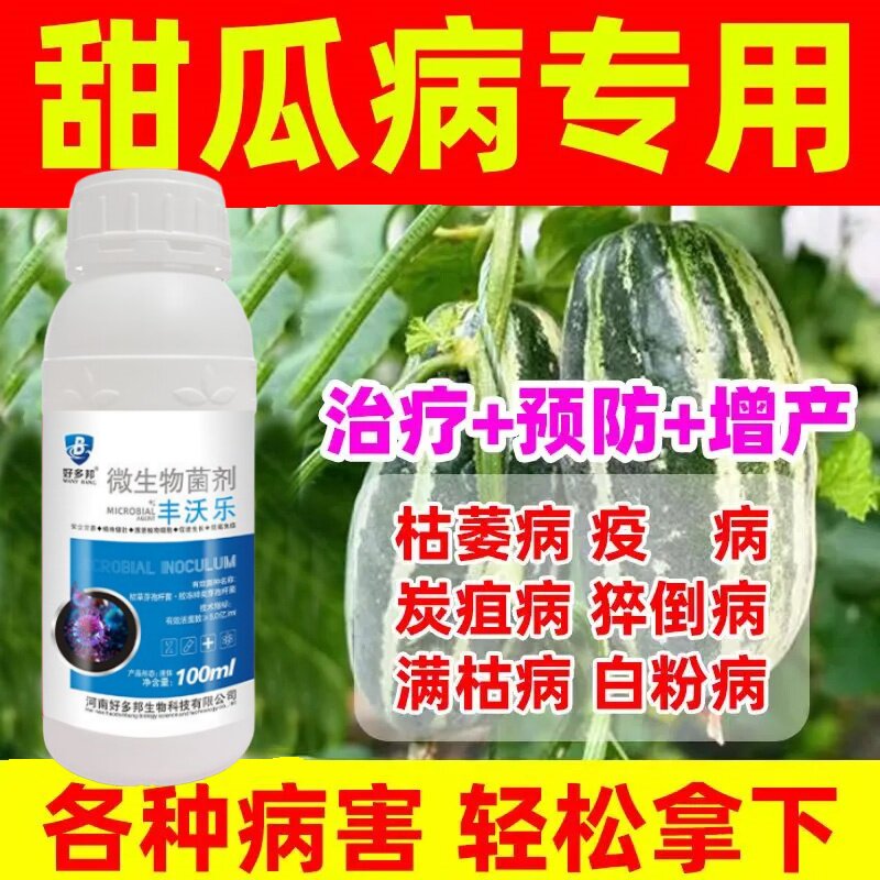 甜瓜病全治蔓枯根腐白粉锈病病毒炭疽香瓜杀菌剂生物肥根腐病害药