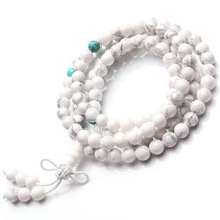 天然白松石108颗佛珠手链 男女款念珠绿松石配珠手串