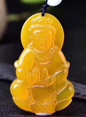 天然玉石玛瑙项链观音吊坠