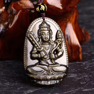 天然金曜石虚空藏吊坠 属牛属虎本命佛 生肖牛生肖虎守护神