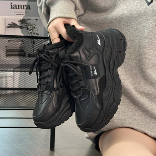 防滑黑色棉鞋 厚底保暖老爹鞋 女 新款 回力雪地靴女加绒加厚2025冬季