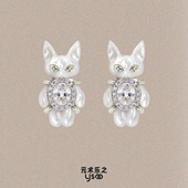 缪斯之猫 斯芬克斯无毛猫耳钉小众设计感珍珠猫咪高级轻奢耳饰女