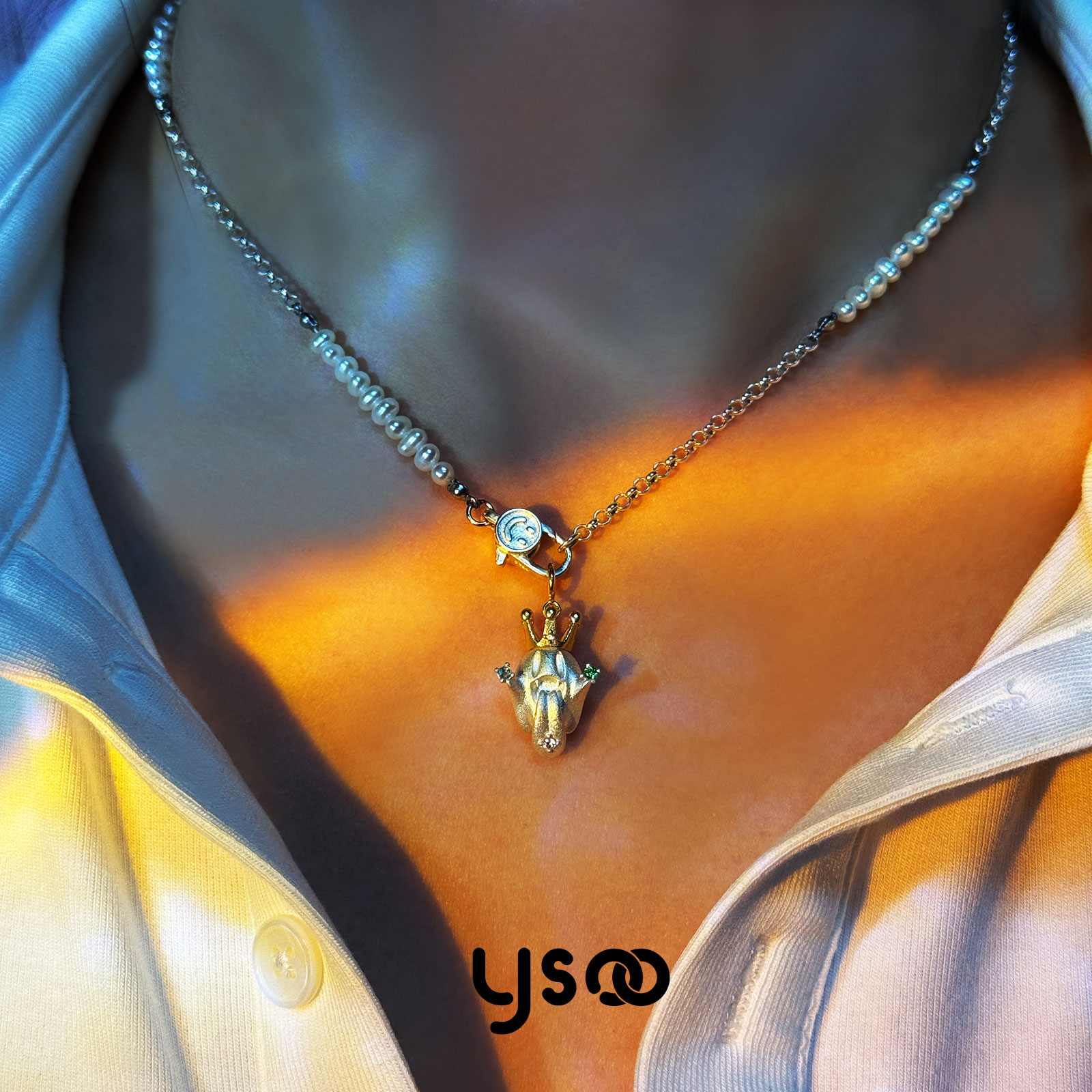 元术乐之纯银小幽灵吊坠s925可爱锆石原创设计精致趣味可爱