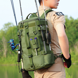 户外多功能路亚包双肩背包钓鱼渔具垂钓收纳包户外旅行登山双肩包