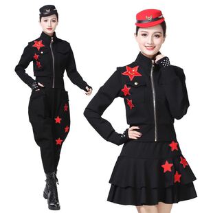 2019秋季水兵舞全新款套装女红五角短款外套开衫广场舞演出服上衣