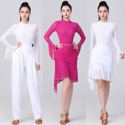 立领烫钻流苏套手指连档跳舞衣