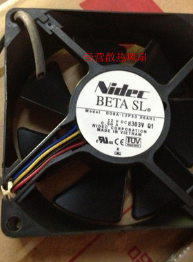 日本电产nidec 8025 12V 0.50A四线风扇D08A-12PS3 06AH1 8cm