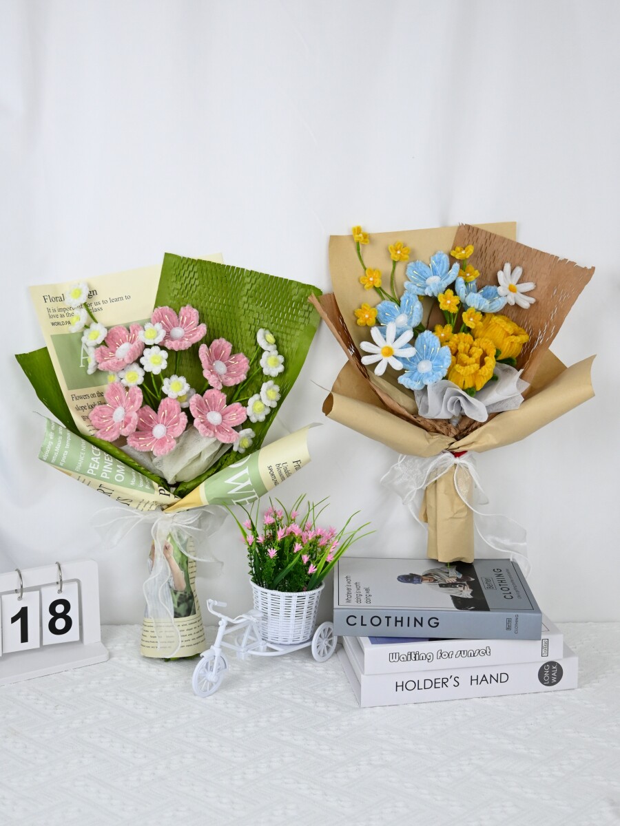 TWIST STICK ROMANTIC PINK RABBIT SUNFLOWER CHERRY BLOSSOM BOUQUET HANDMADE DIY MATERIAL PACK FULL SET GIFT GIRL