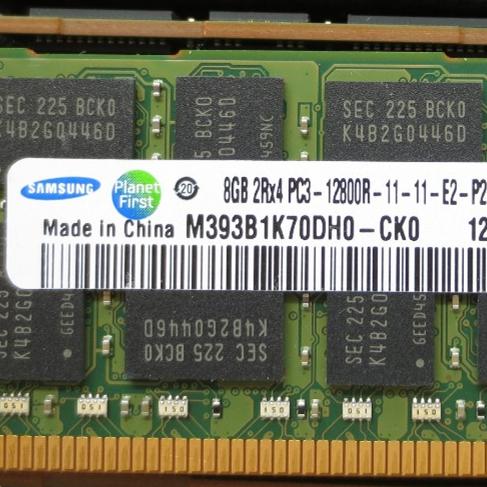 三星 M393B1K70DH0-YK0 8G 2RX4 PC3L-12800R DDR3 1600 ECC 内存