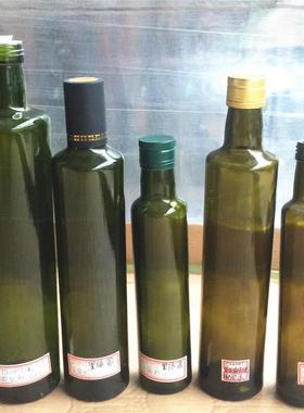 250ml500ml750ml圆橄榄油瓶亚麻籽油瓶墨绿色褐色 山茶油玻璃空瓶