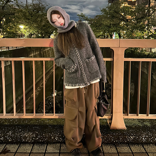 Avocadong 收藏款du家灰色小香风毛衣针织外套女冬款气质小香外套