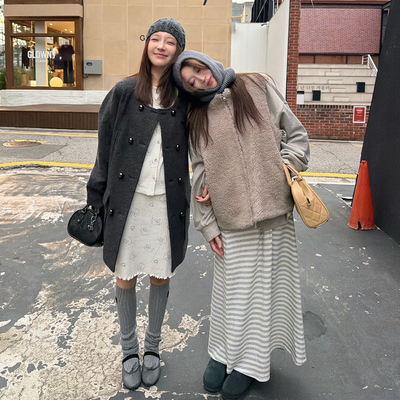 【Avocadong10/21AM10:00】法式休闲灰色条纹松弛百搭通勤半身裙