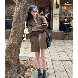 深棕绿色阔肩西装 Avocadong 外套女休闲百搭短外套 5折特价