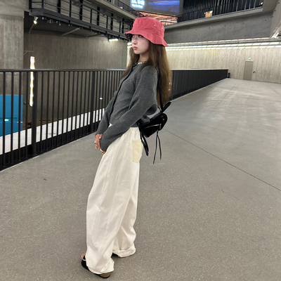 Avocadong 版型牛～双色双裤线宽松松紧腰休闲裤宽松简约春夏长裤