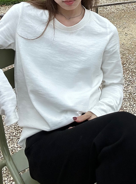 Avocadong 秋冬厚款bi囤单品白色打底T恤秋冬百搭纯棉内搭