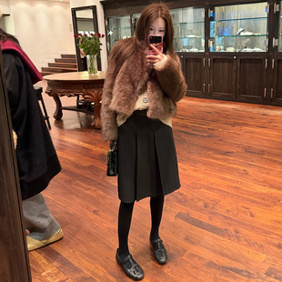 秋冬裙子 百搭黑色宽百褶中长半身裙女2025新款 Avocadong 秋冬厚款