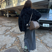 Avocadong外套好伴侣秋冬百搭深灰色分片式 半身裙女中长款 A字长裙