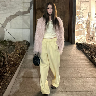 女直筒裤 Avocadong 双色宽松休闲慵懒运动裤 型chao好 子 版