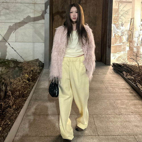 Avocadong 版型chao好的双色宽松休闲慵懒运动裤女直筒裤子