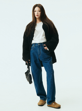 【Avocadong1/8AM10:00】双排扣100羊毛黑色宽松皮草外套