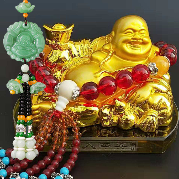 新款汽车黄金佛摆件汽车内饰品香车挂