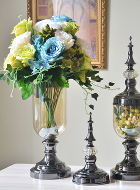 欧式风玻璃样板房插花器装饰品