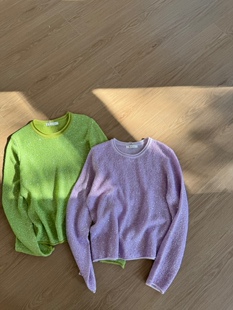 2026把春天穿在身上绝美色羊毛衫时尚气质亮片针织衫圆领长袖上衣