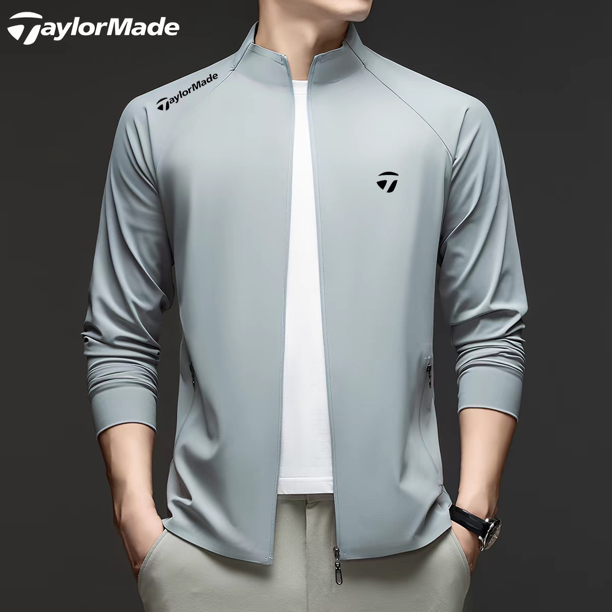 Taylormade泰勒梅高尔夫春秋立领外套男户外运动休闲长袖拉链开衫