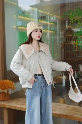 时尚加绒加厚工装冲锋衣外套女秋冬新款宽松保暖小个子派克服