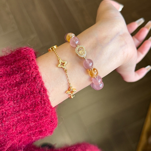 9.5mm草莓晶原创设计感天然水晶手串女高级感Y320 双丰收