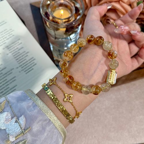 【日进斗金】11m金发晶黄塔晶手串设计手串百搭天然水晶手链Y239