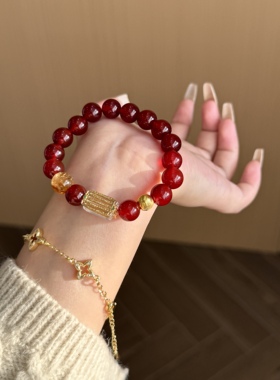 【车厘子】10mm红玛瑙原创设计感天然水晶手串女高级感Y324