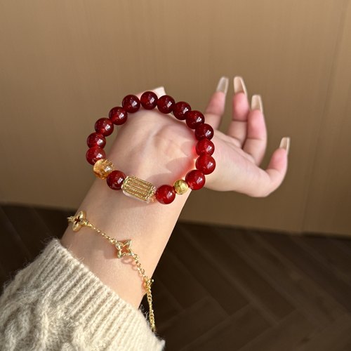 【车厘子】10mm红玛瑙原创设计感天然水晶手串女高级感Y324