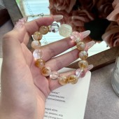 金满仓 11mm黄水晶手串气质百搭远程设计感天然水晶手链Y04