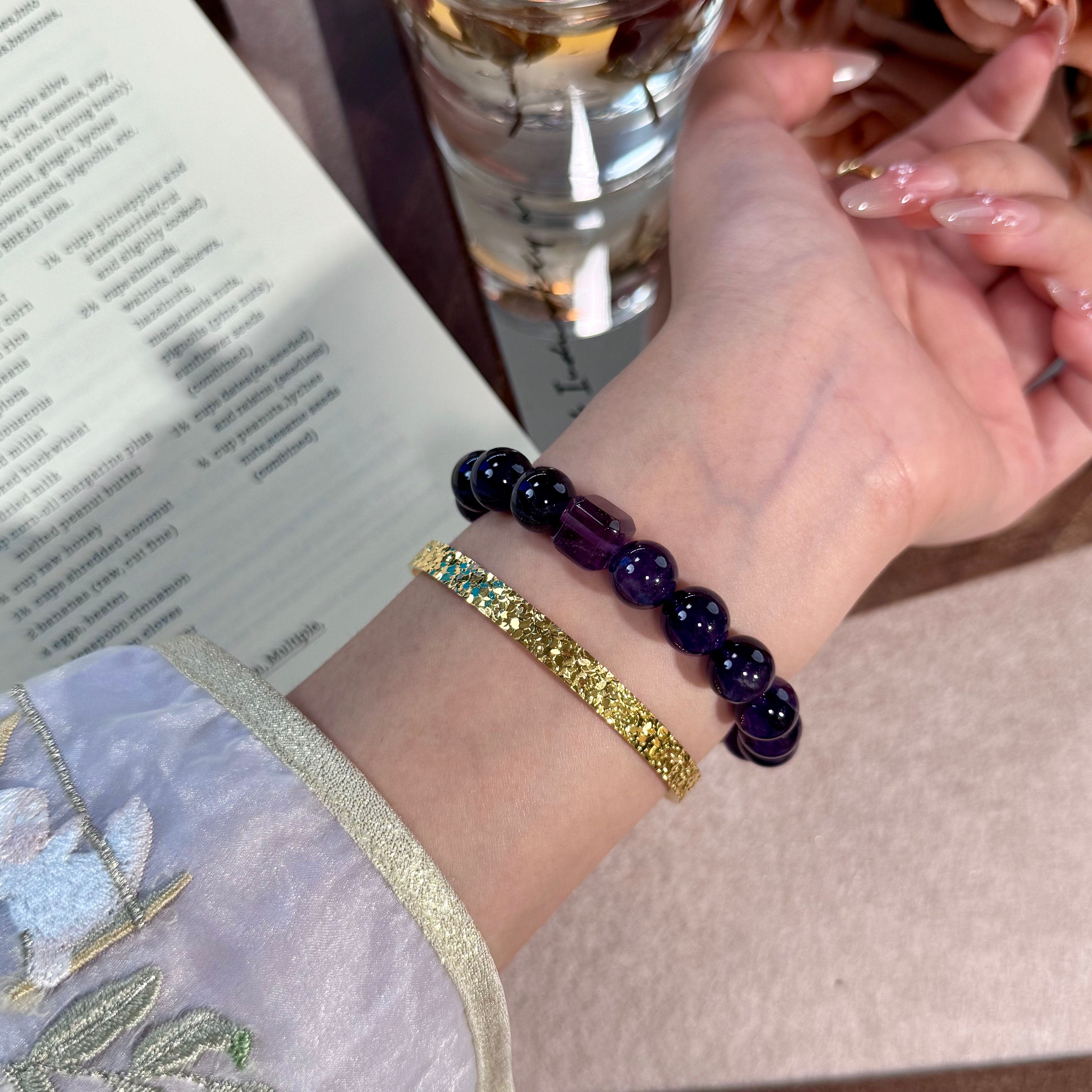 【浓郁葡萄】10m紫水晶紫方糖手串设计感紫色天然水晶手链Y107