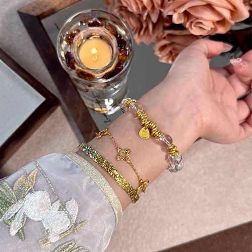 【腰缠万贯】10mm白水晶手串原创设计时尚百搭天然水晶手链Y221