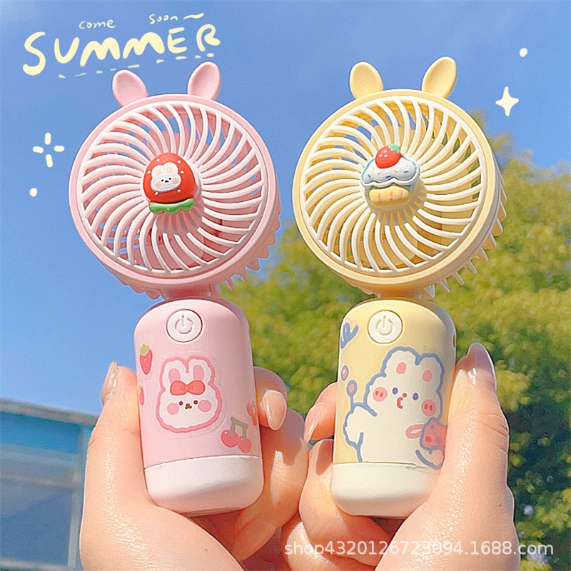 手持小风扇2024新款充电可爱挂脖卡通儿童礼物可印刷logo礼品