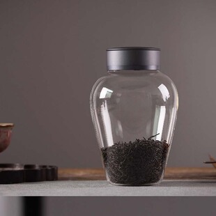 日式玻璃茶叶罐密封罐放茶叶的小号罐子存茶储物罐铝合金盖防潮