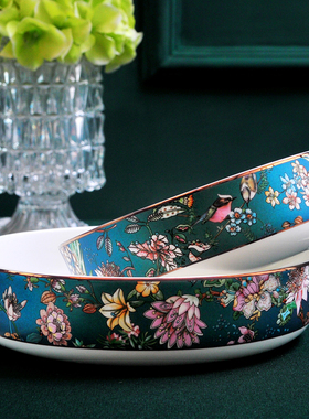 餐盘高级感家用盘子菜盘深盘陶瓷高颜值中式窝盘精致高端碗蒸蛋盘