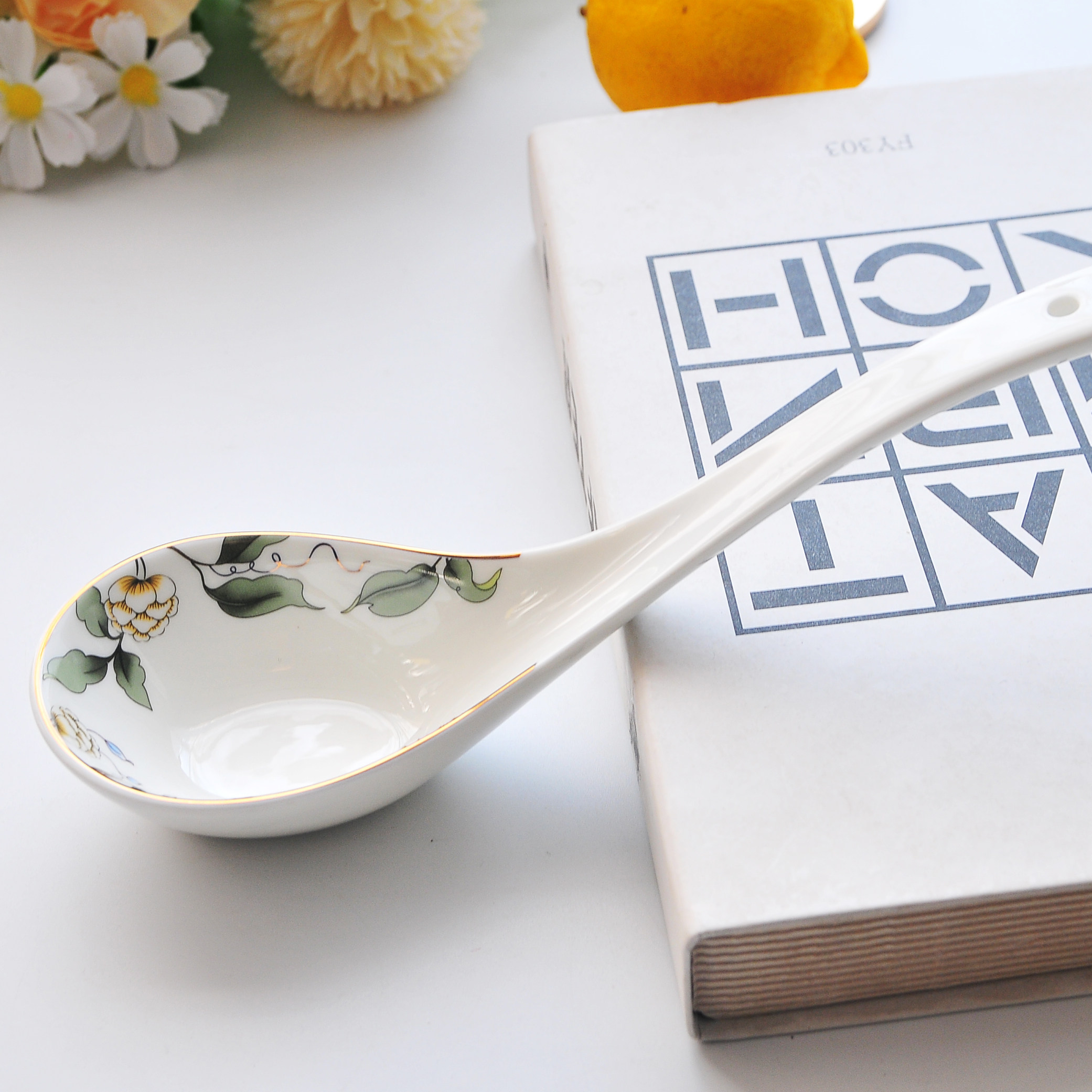 唐山无铅骨瓷大玛戈大勺陶瓷大汤勺大调羹勺子香榭丽舍餐具包邮