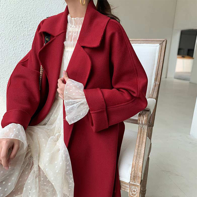 2026新款结婚红色双面羊绒大衣女