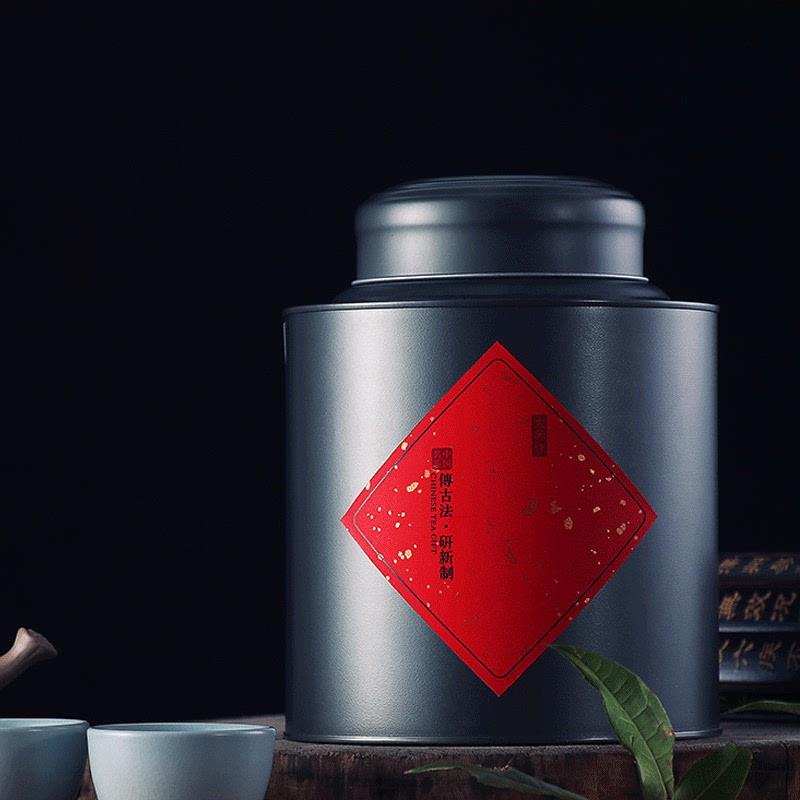茶叶罐桶小青柑散茶潮流圆桶金属罐岩茶茶盒铁桶存茶罐单丛密封