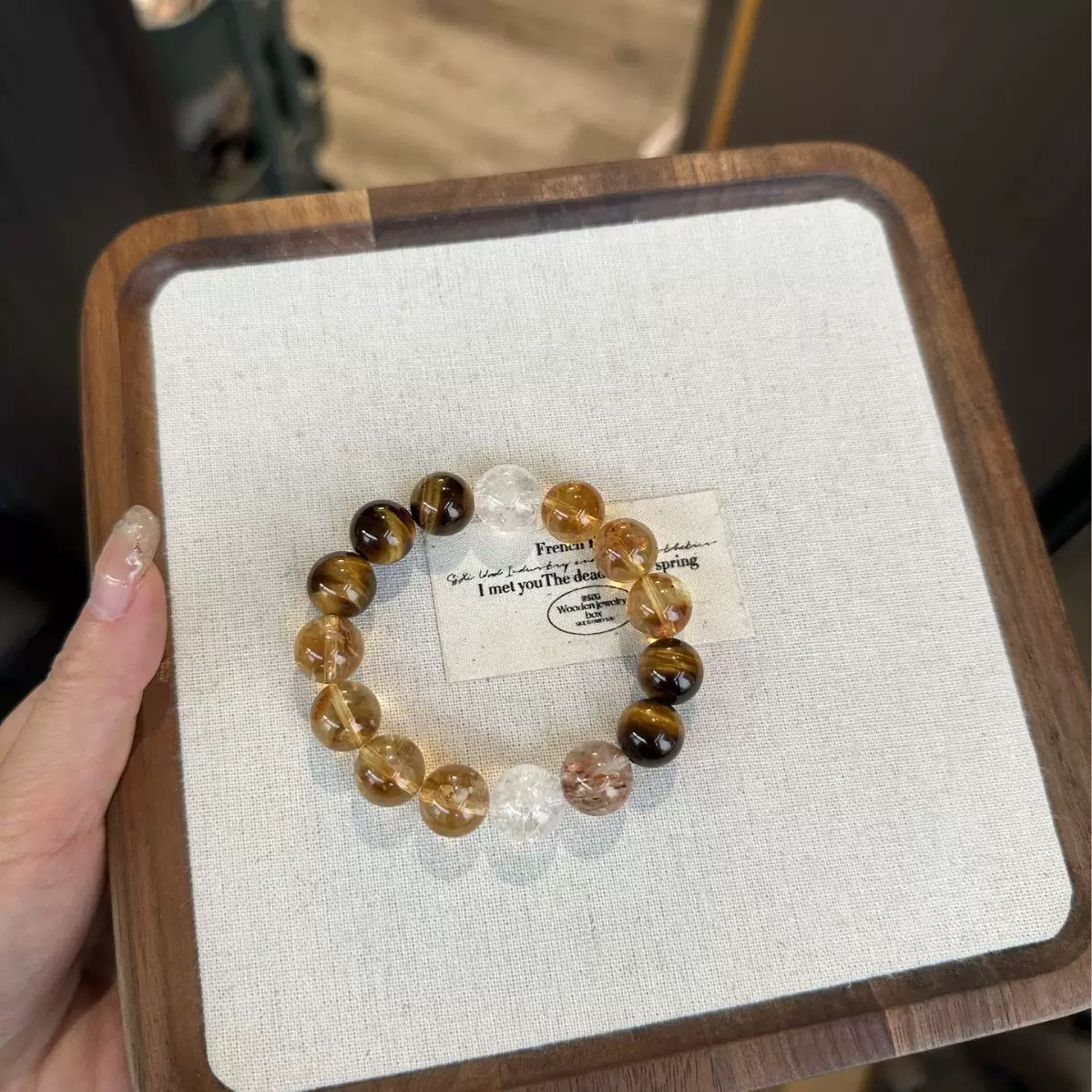 暴力黄黄虎眼黑金超七水晶生日礼物男女款