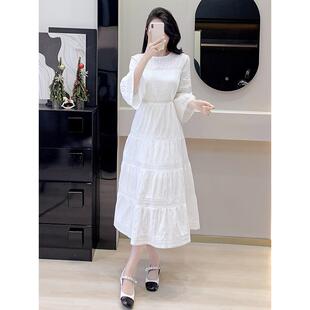 实拍白色连衣裙女中长款春夏新款法式初恋甜美海边度假长裙