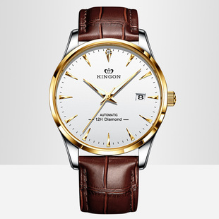 新款 男夜光防水钢带手表全自动镂空机械瑞士日历商务精钢国产腕表