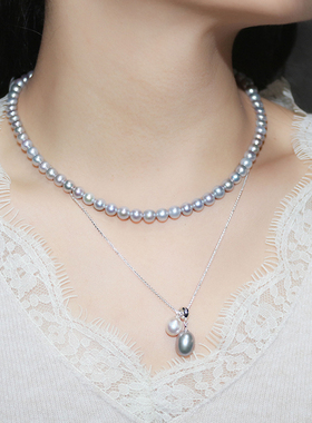 雾感珍珠叠戴项链女 双条搭子款可单戴 通勤松弛感锁骨链