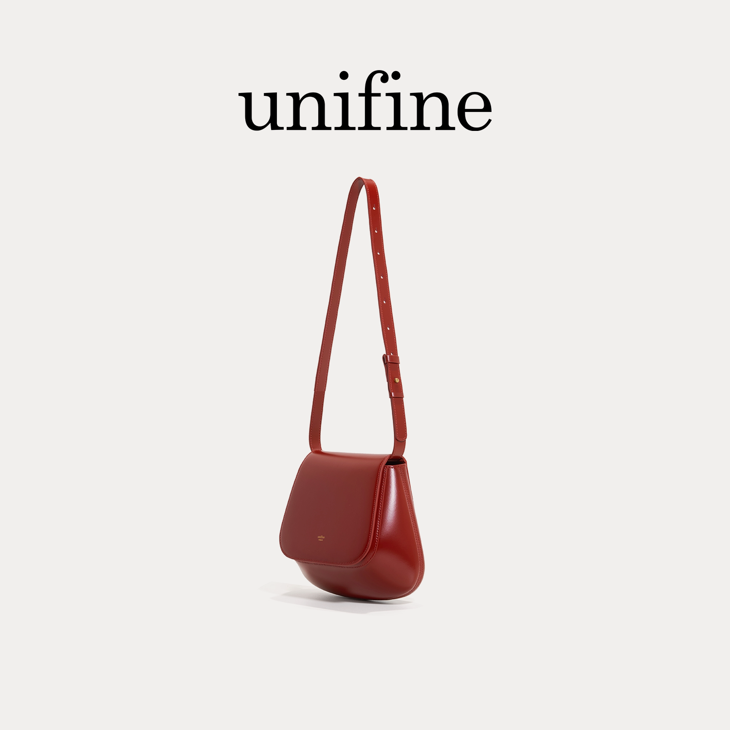 unifine新年红板栗马鞍包斜挎包女通勤单肩包包小众设计款高级感图片