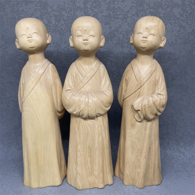 《正宗小叶黄杨木》沙弥和尚摆件